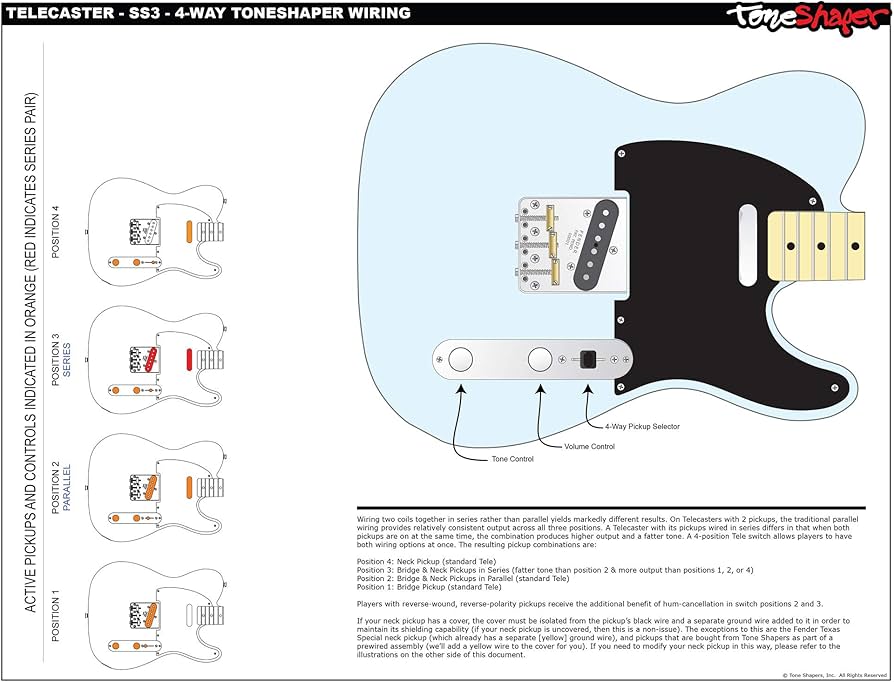 Amazon | ToneShaper ギター配線キット Fenderテレキャスター用 SS3 (4