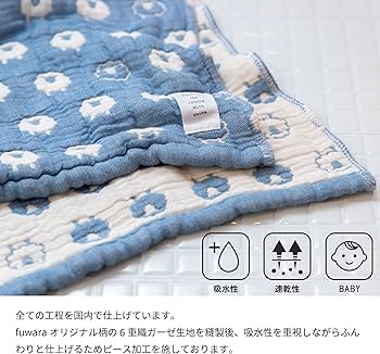 Amazon｜fuwara 6重織ガーゼフェイスタオル 約30×75cm (ひつじ/ジェイ