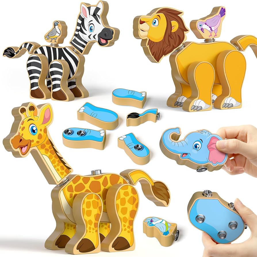 Amazon.com: Coogam Wooden Snap Together Building Toy, Take Apart