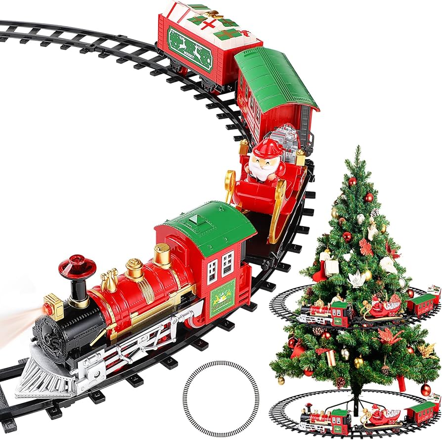 Amazon | 電車セット - クリスマスツリーの周りと木の下の電車セット