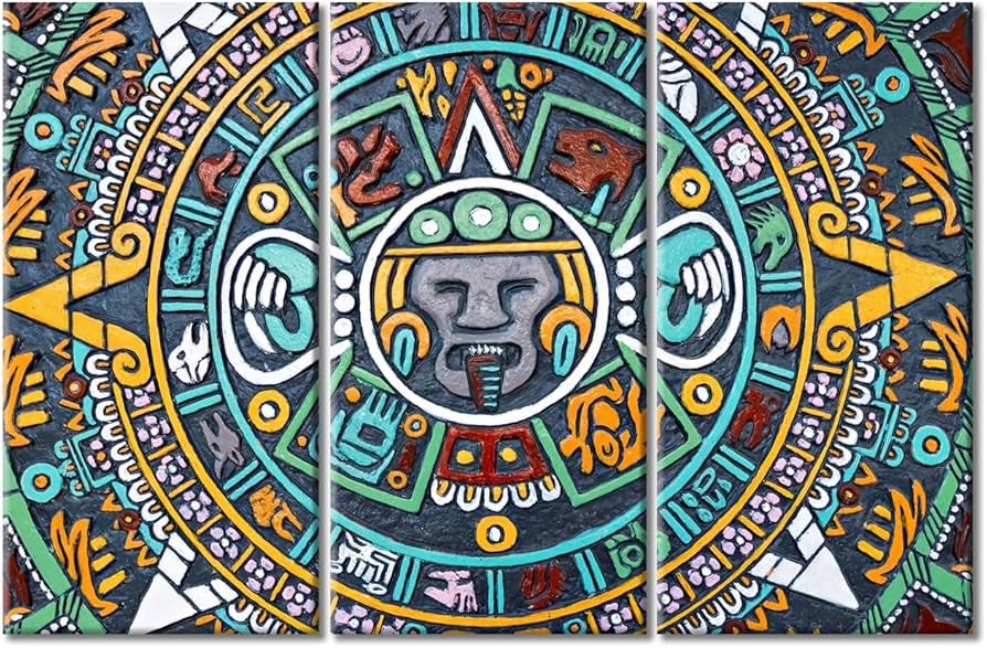 Amazon.co.jp: アステカカレンダーウォールアート リビングルーム用 3