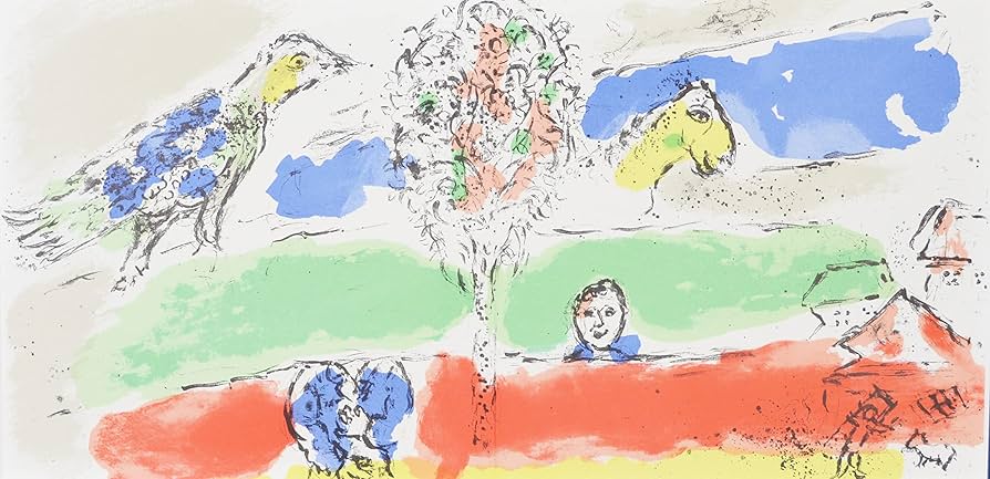 Amazon | マルク シャガール 『 緑の大河 』 絵画 リトグラフ 1974年