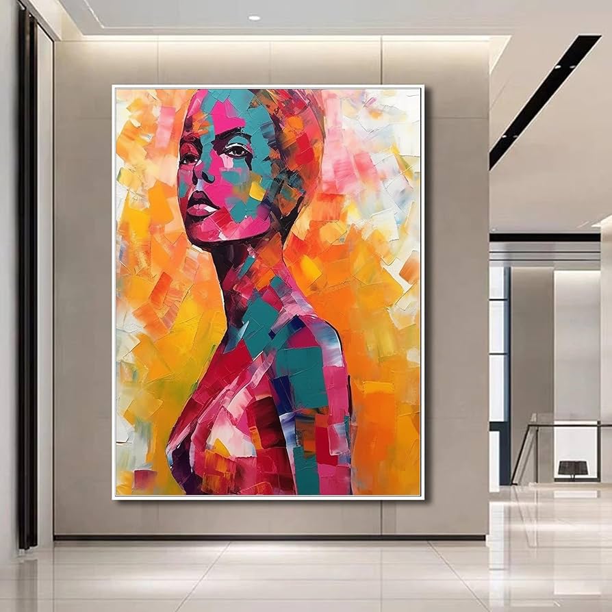 Amazon.com: Yahedoba Large Face Portrait Abstract Lady Painting