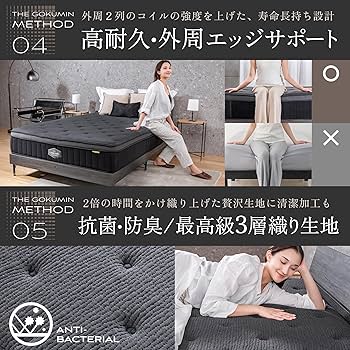 Amazon.co.jp: GOKUMIN マットレス ダブル ポケットコイル 極厚28cm 高