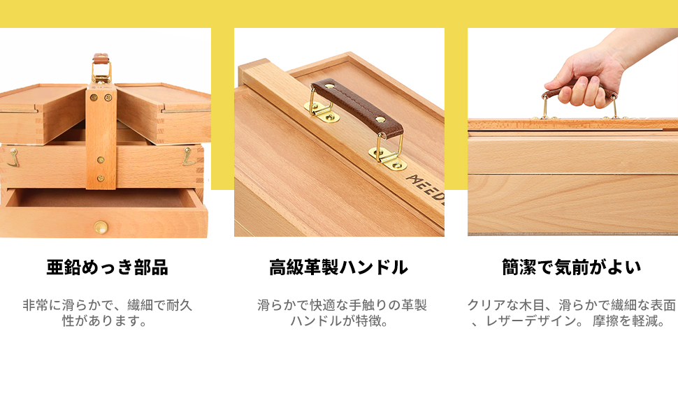 Amazon.co.jp: MEEDEN 収納ボックス 道具箱 木製 仕切りトレイ付き