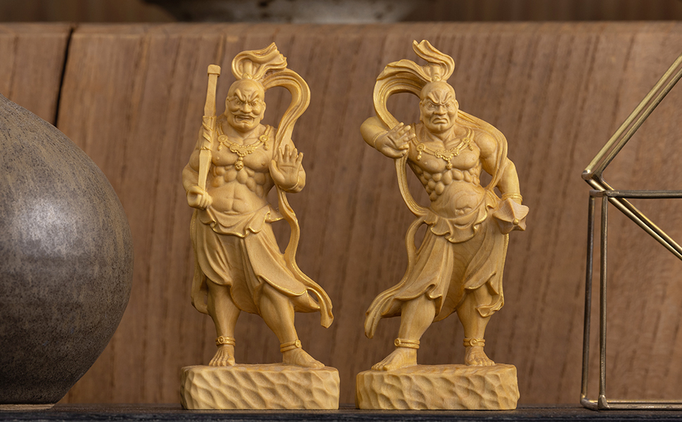 Amazon.co.jp: 極小仏 金剛力士 9cm（2体セット 木製：ツゲ 金泥仕上