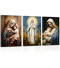 Amazon.com: ZXHYWYM Virgin Mary Canvas Wall Art 3 Pieces Jesus