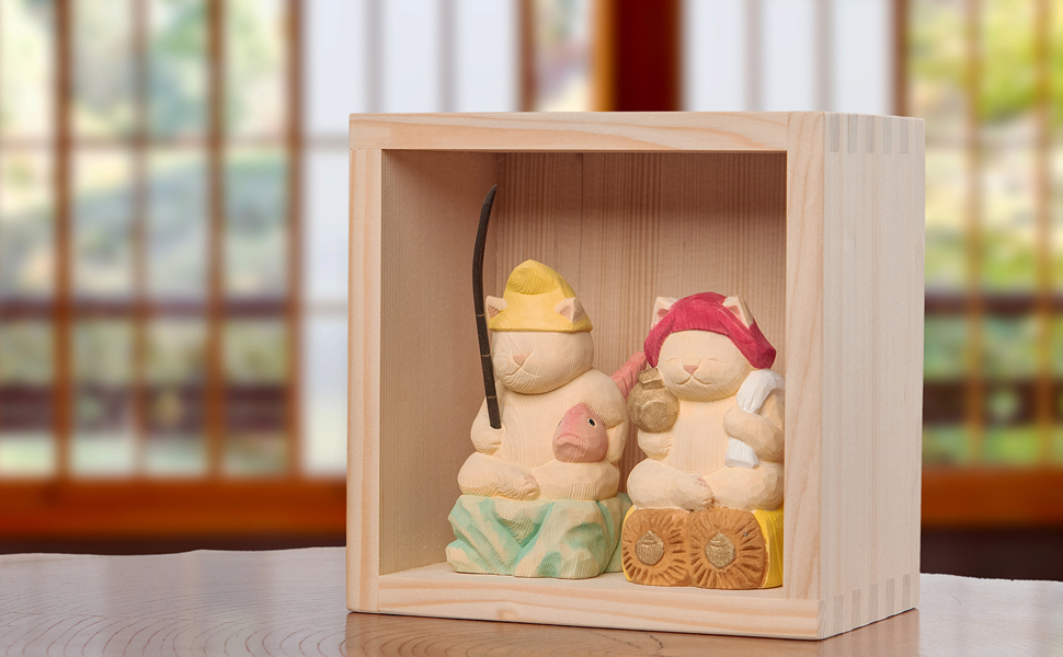 Amazon.co.jp: 猫buddha 桝入り恵比寿 大黒天セット 仏屋さかい原型
