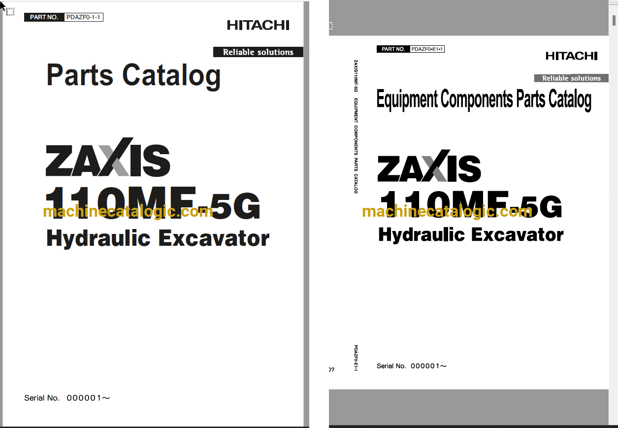 Hitachi ZX110MF-5G Hydraulic Excavator Full Parts Catalog