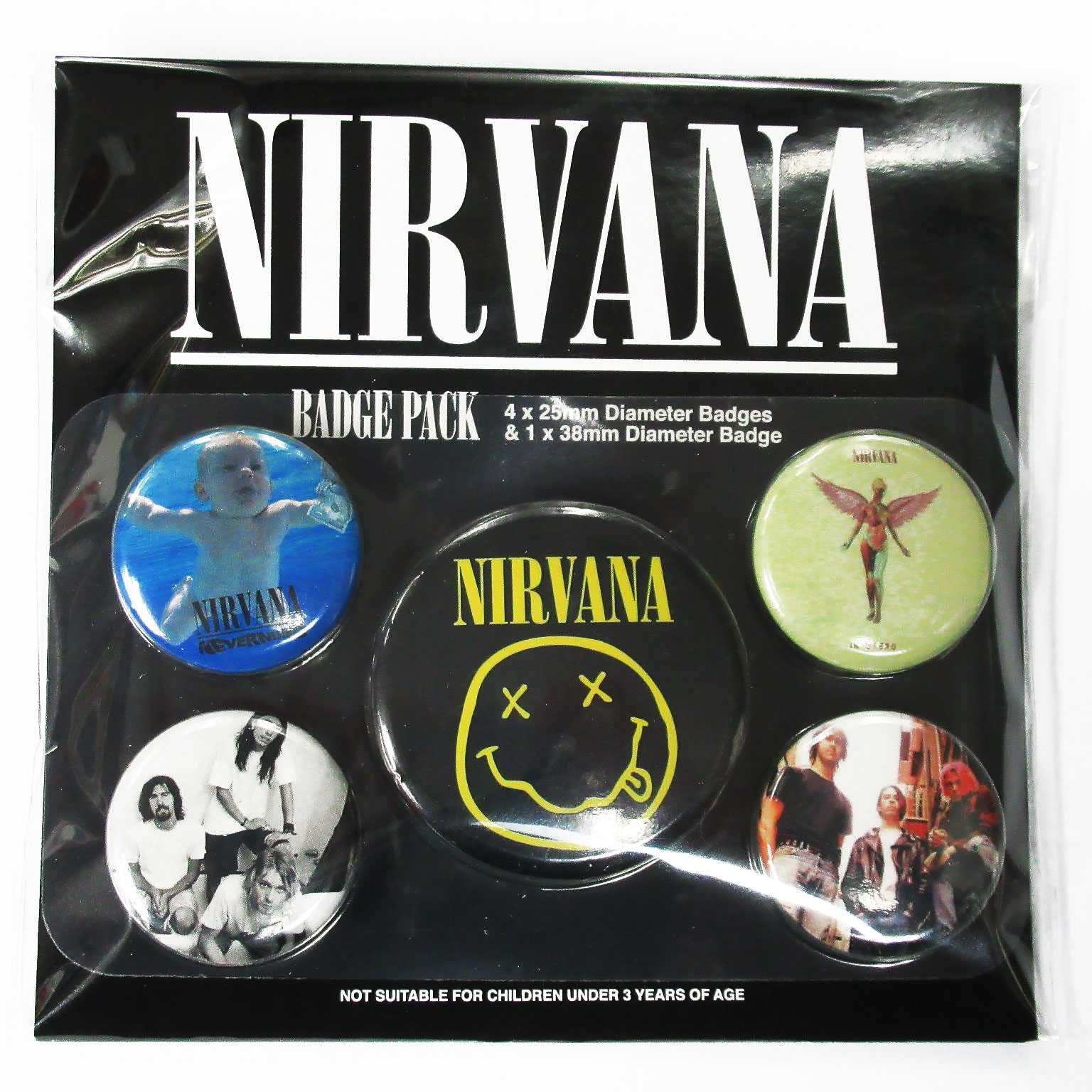 再入荷】オフィシャル バンド缶バッジ：ニルヴァーナ NIRVANA Iconic 5