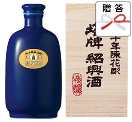 紹興酒「塔牌」純十年陳花彫 瑠璃彩磁500ml壷（ギフトボックス入