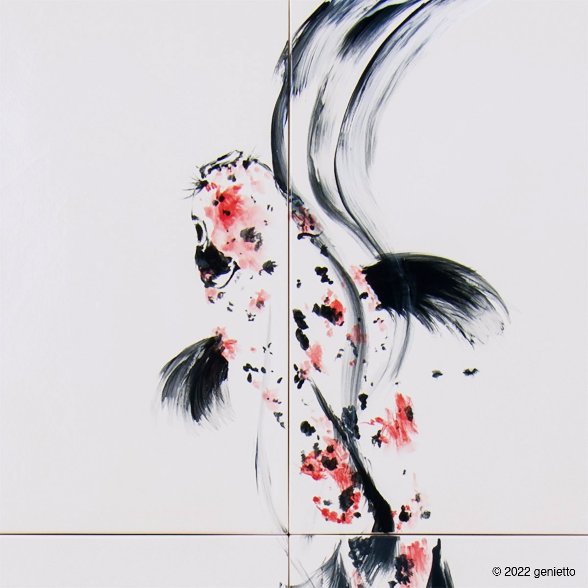 直筆陶墨画「華泉天観」 | 墨絵・陶墨画アーティスト 西元祐貴 Yu-ki
