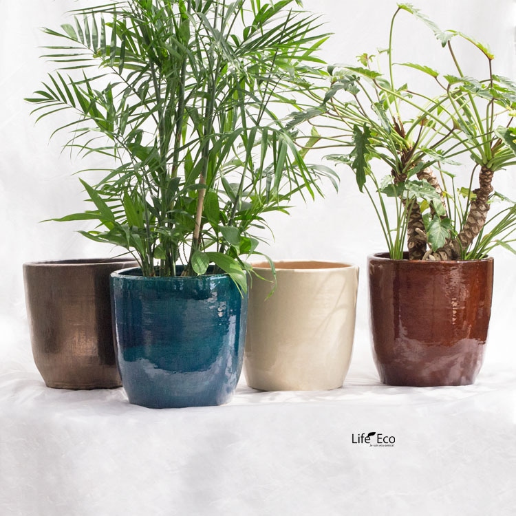 植木鉢 釉薬陶器製 ループ ラウンド ブラウン（茶）φ30.5cm（10号）RS