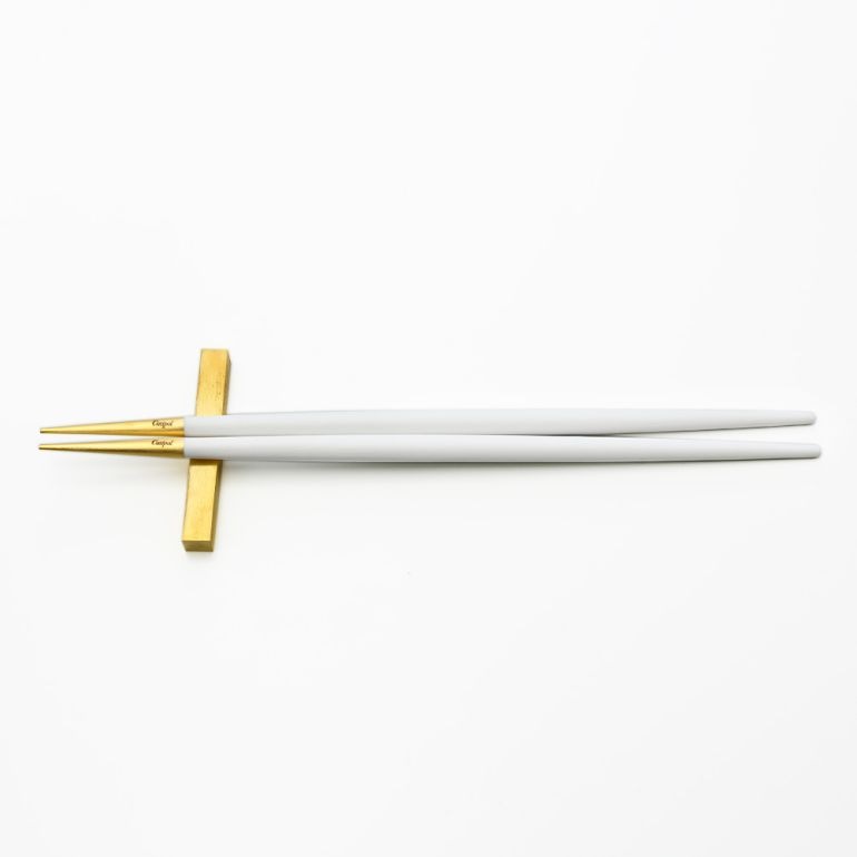 クチポール Cutipol GOA ゴア ホワイト×ゴールド 箸+箸置きセット 夫婦