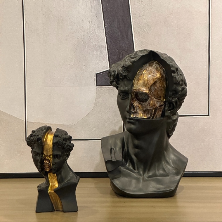 ダビデ×スカル アートオブジェ ブラック＆ゴールド | デコレーション