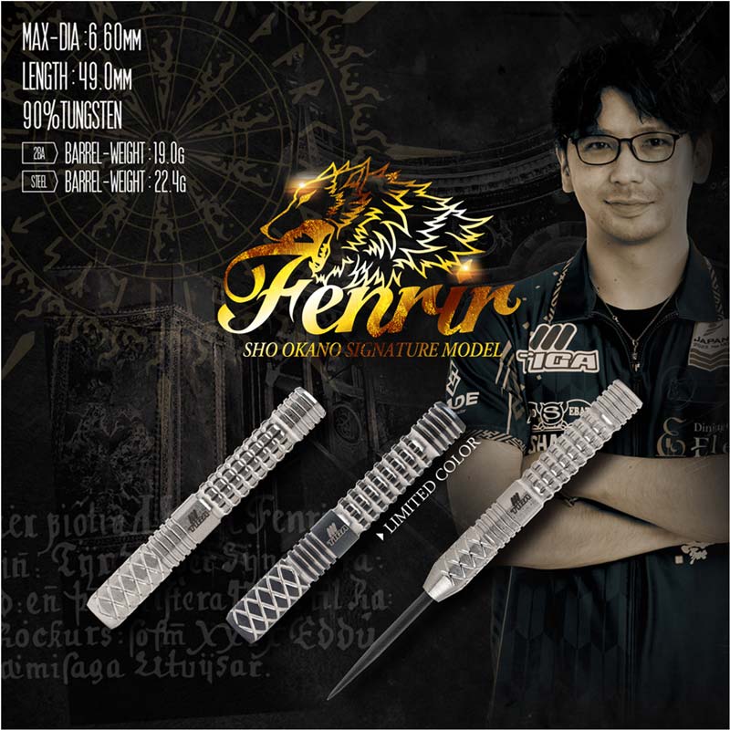 ダーツ　フェンリル　岡野翔　ソフト ティガ Fenrir2 フェンリル2 限定カラー版 2BA19g 岡野翔選手 ダーツ