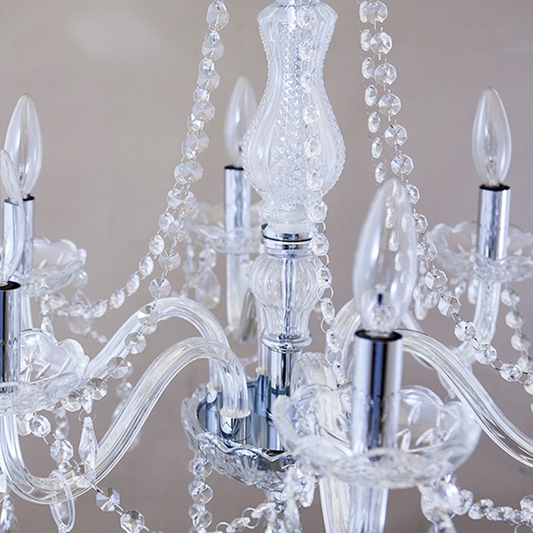 モダンガラスシャンデリア 6灯「Clear palace」Chrome（φ560×H630mm