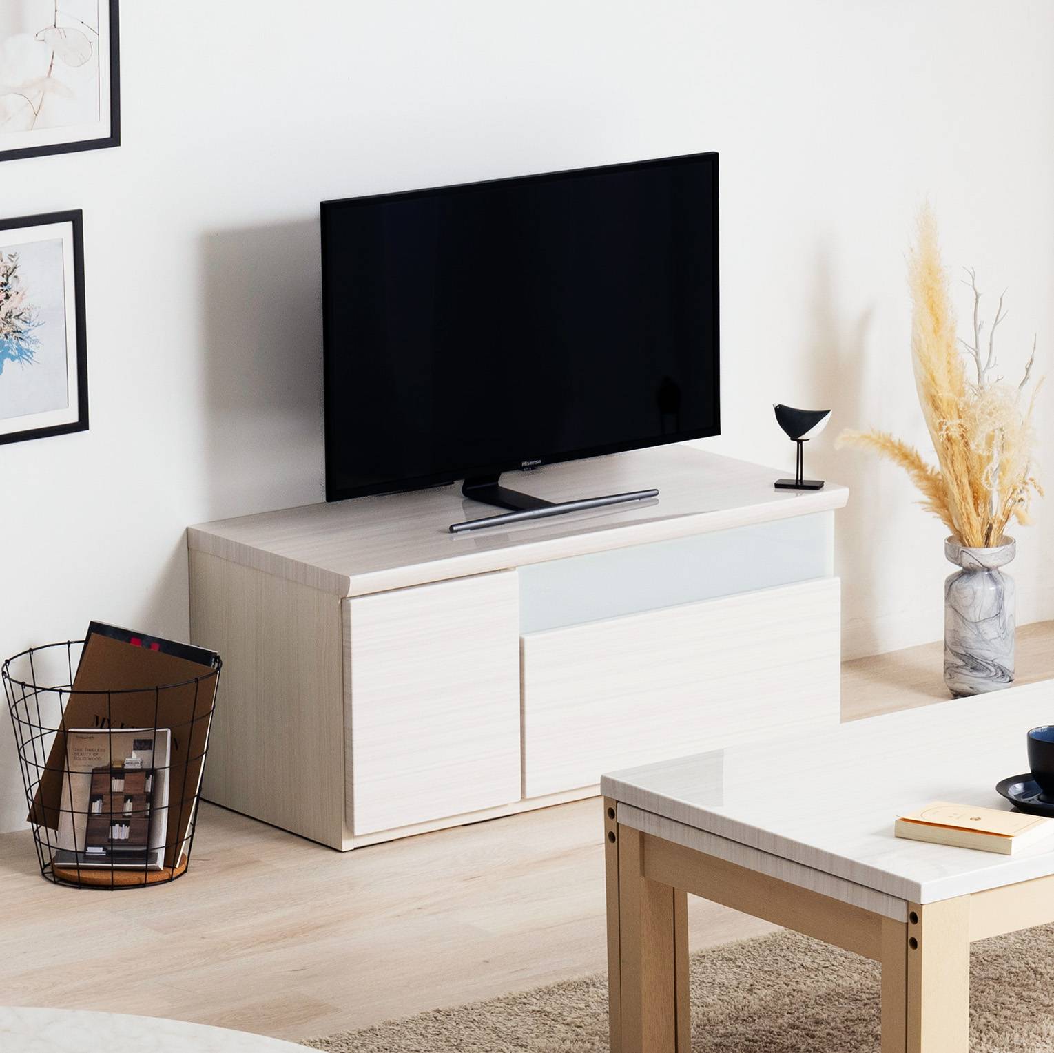 テレビ台 テレビボード ホワイト 木目調 90 TVB｜家具の通販tac