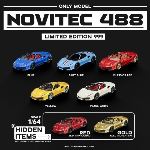 予約 ONLY Model 1/64 NOVITEC 488 Roaster Roadster Pearl white
