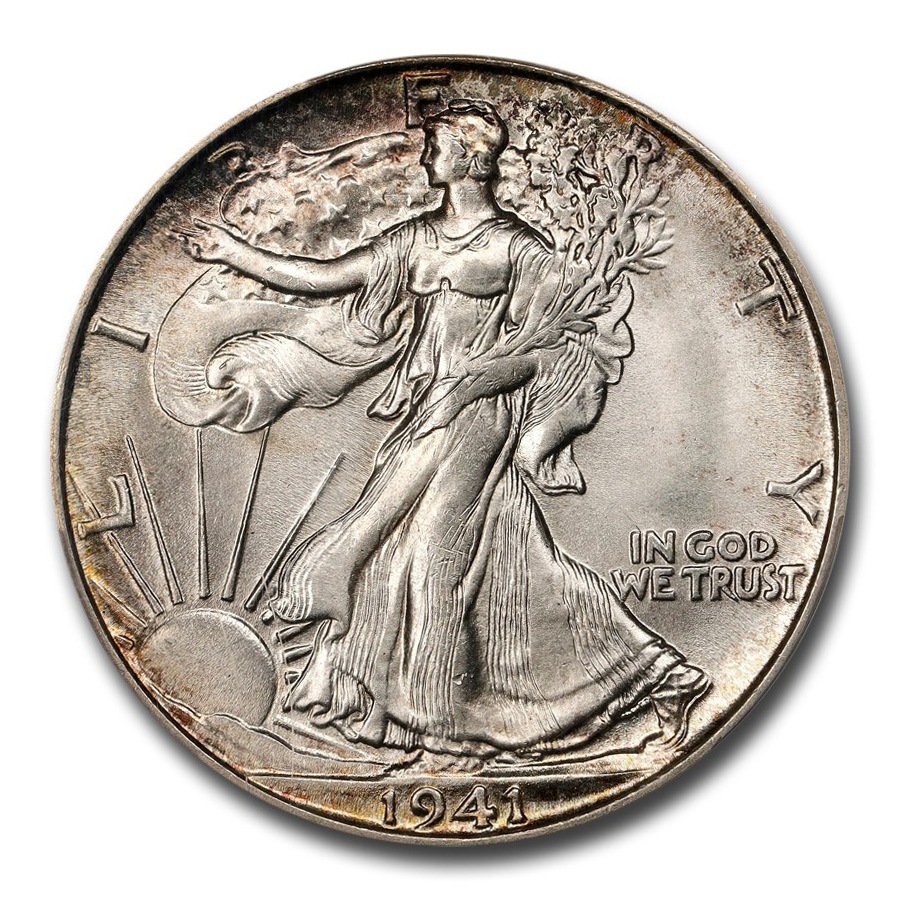 1941年 ウォーキング リバティ ハーフ ダラー 銀貨 50セント シルバー