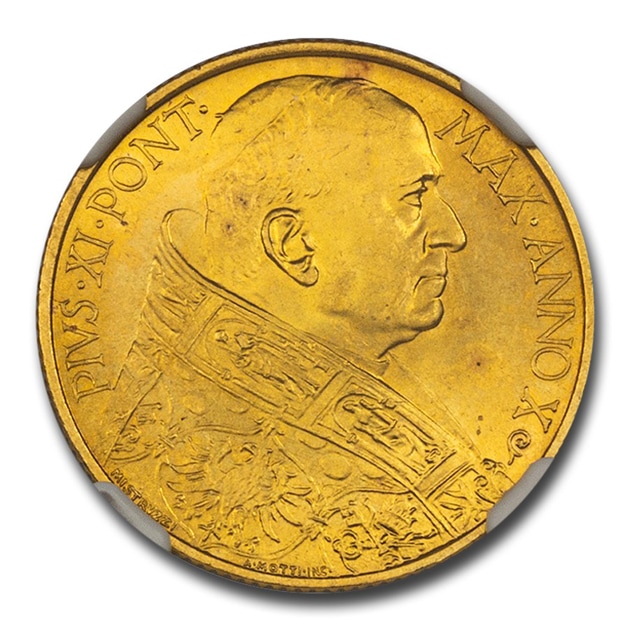 ピウス11世 ローマ法王 100リラ金貨 バチカン市国 1931年製 MS-66 NGC