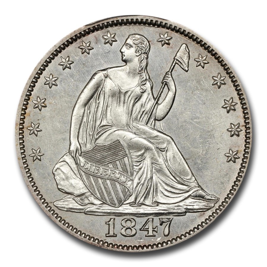 1847/6年 シーテッド リバティ ハーフ ダラー 銀貨 50セント シルバー