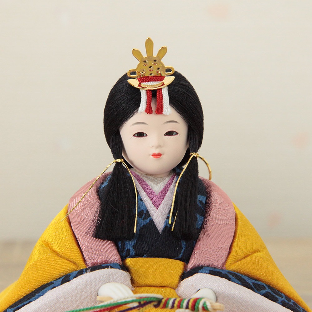 雛人形 木目込み ウララ 親王飾り 和紙二曲屏風 ティピシリーズ 横幅30cm
