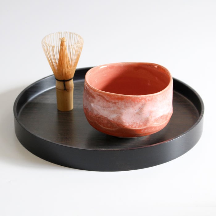 前田昌輝作 セン 鉄染白摺漆盆 φ27×H3cm
