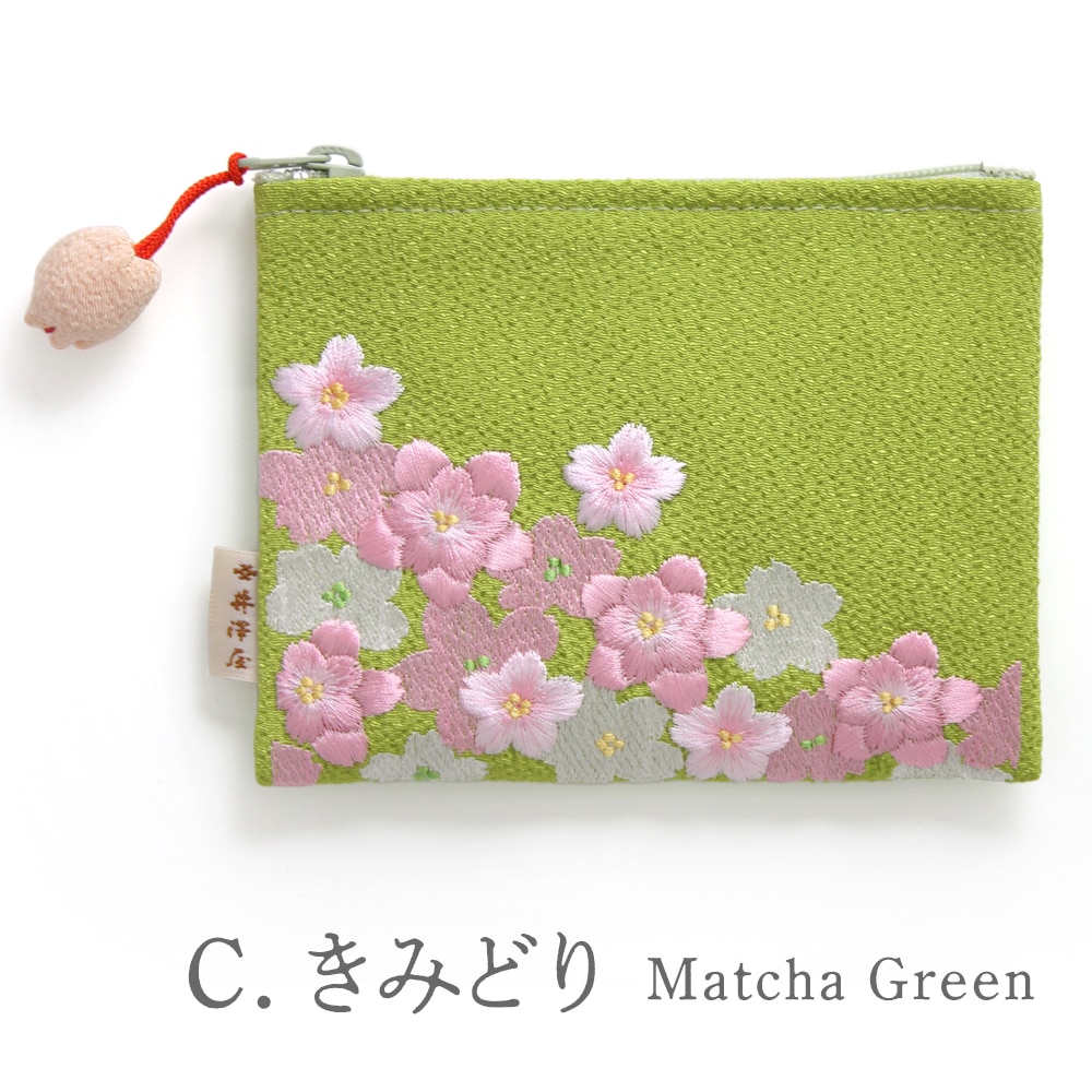 桜のちりめん刺繍 ミニポーチ｜ちりめん小物 井澤屋