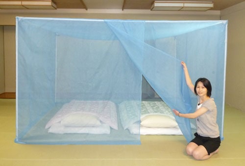 自立スタンド蚊帳 ナイロン(色：ブルー) 6畳用 - 国内蚊帳生産No.1