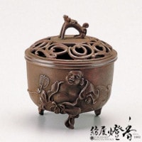 香炉/香器『高岡銅器【玉形三友文焼青銅色香炉】銅製/須賀月芳作』竹中