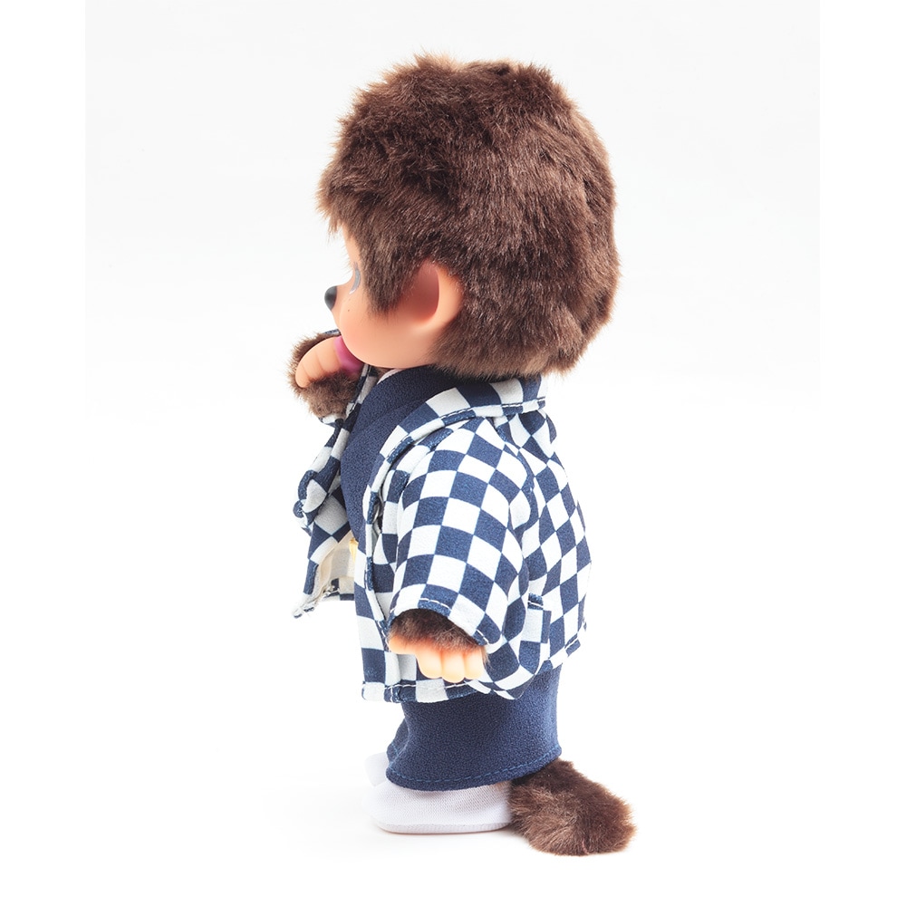 久月オリジナル お着物モンチッチ 男の子 市松（青） IPM-14-Z