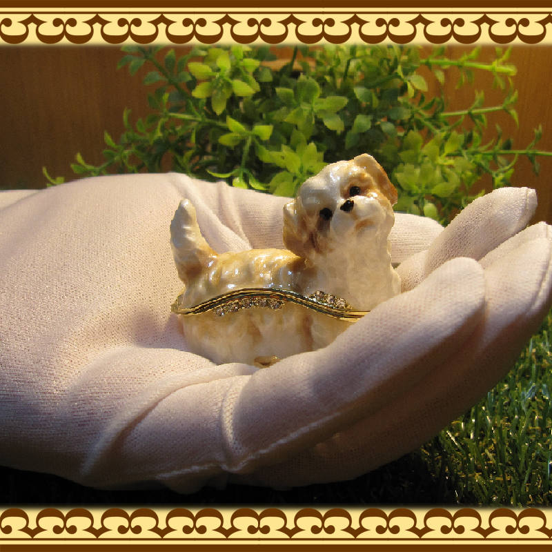 犬の置物 シーズー 小物入れ いぬ イヌ ジュエリーケース 宝石箱 トリ