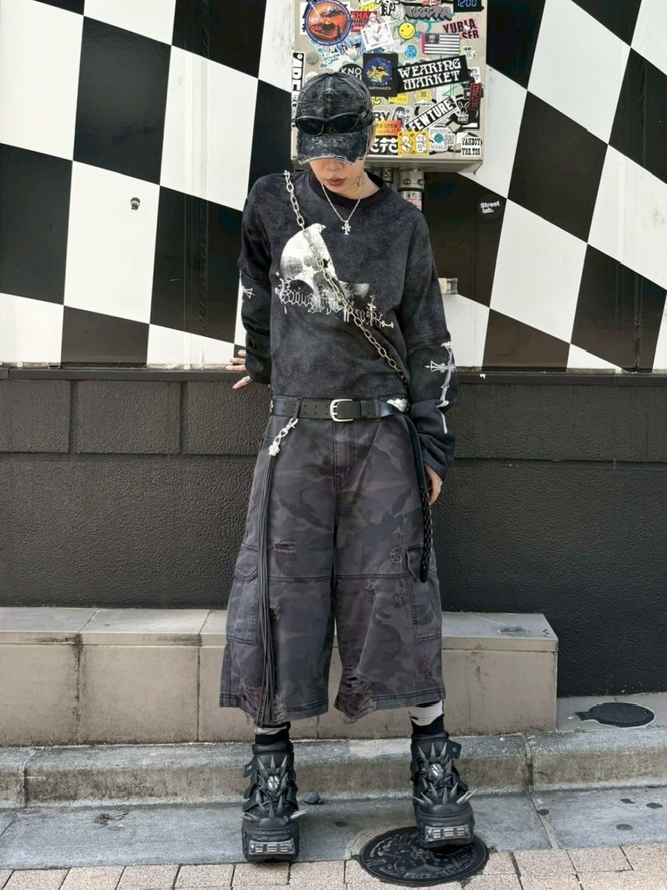 Never mind the XU】camouflage damage half pants (2color