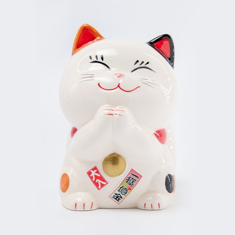 幸せ招き猫宝くじ入れ（大）みけ（貯金箱） ｜白崎八幡宮