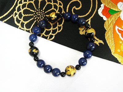 ブレスレット【ラピスラズリ】□メンズ□四神オニキス金彫り□｜白崎八幡宮
