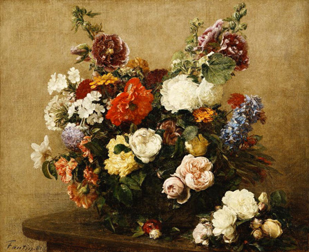 Various flowers and roses in a basket, a bouquet etc | アンリ