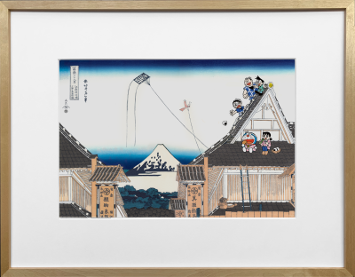 ドラえもん浮世絵の新作登場！葛飾北斎の名作「富嶽三十六景」の世界に