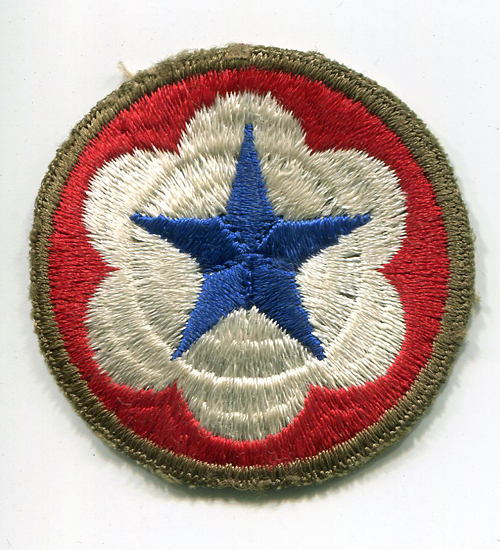 WWII - 50s 米軍実物肩パッチ、Army Service Forces (OD Edge)/極上