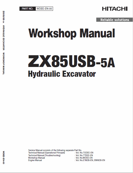 Hitachi ZX85USB-5A Excavator Service Repair Manual