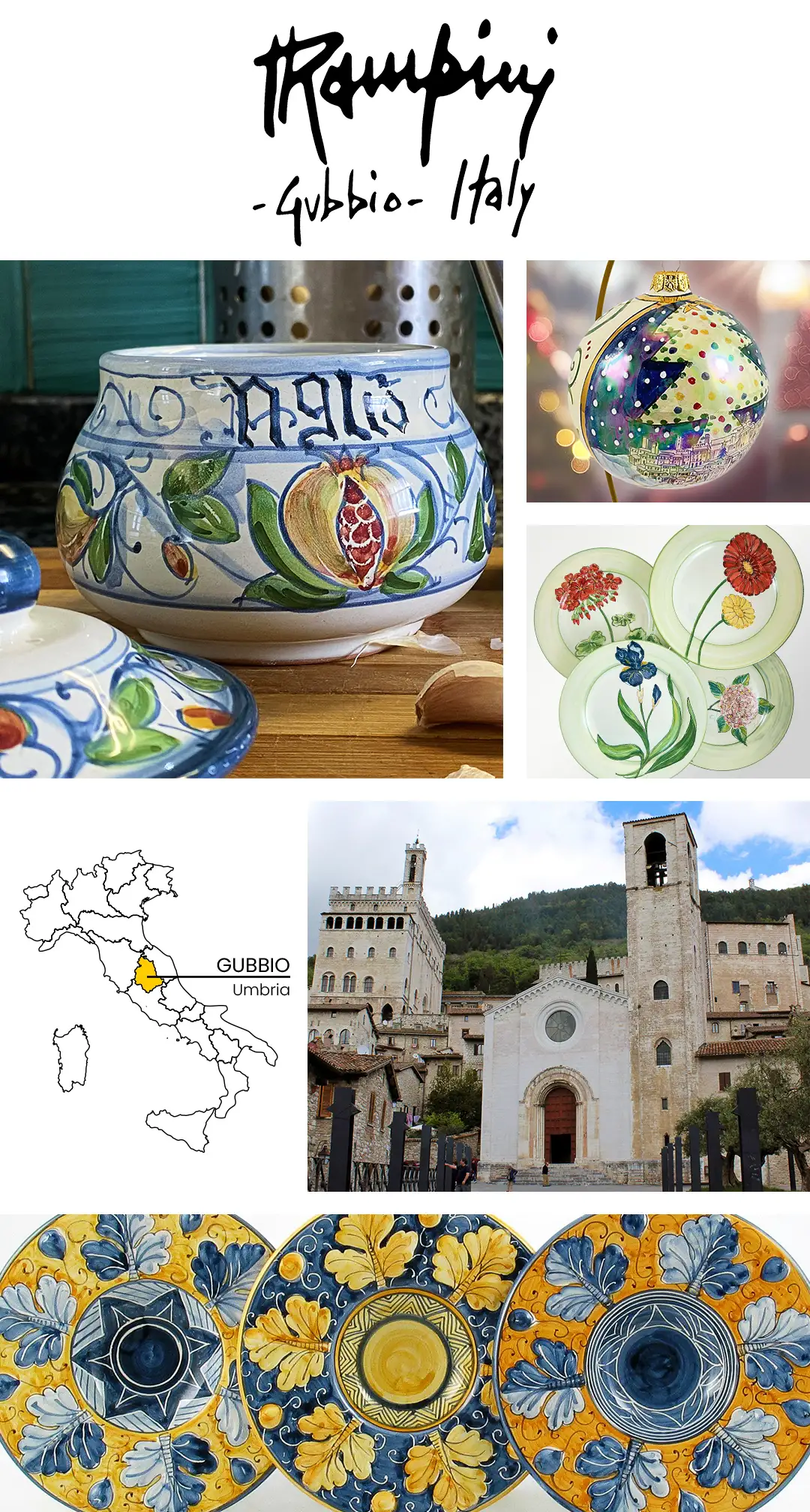 Gubbio pottery by Rampini, Italian and Umbrian ceramics at