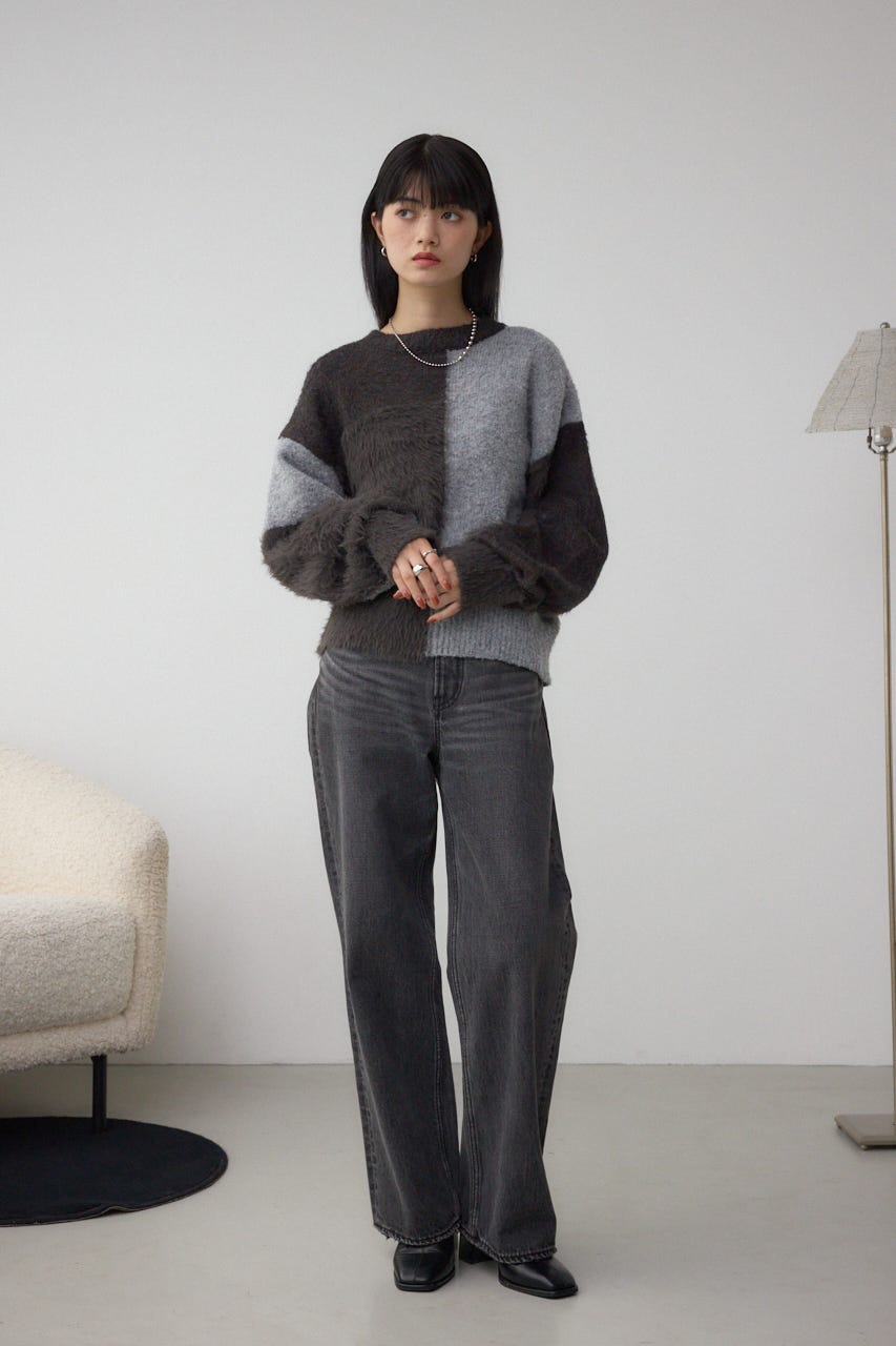 AZUL BY MOUSSY | コンビネーションバイカラーニット (ニット ) |SHEL