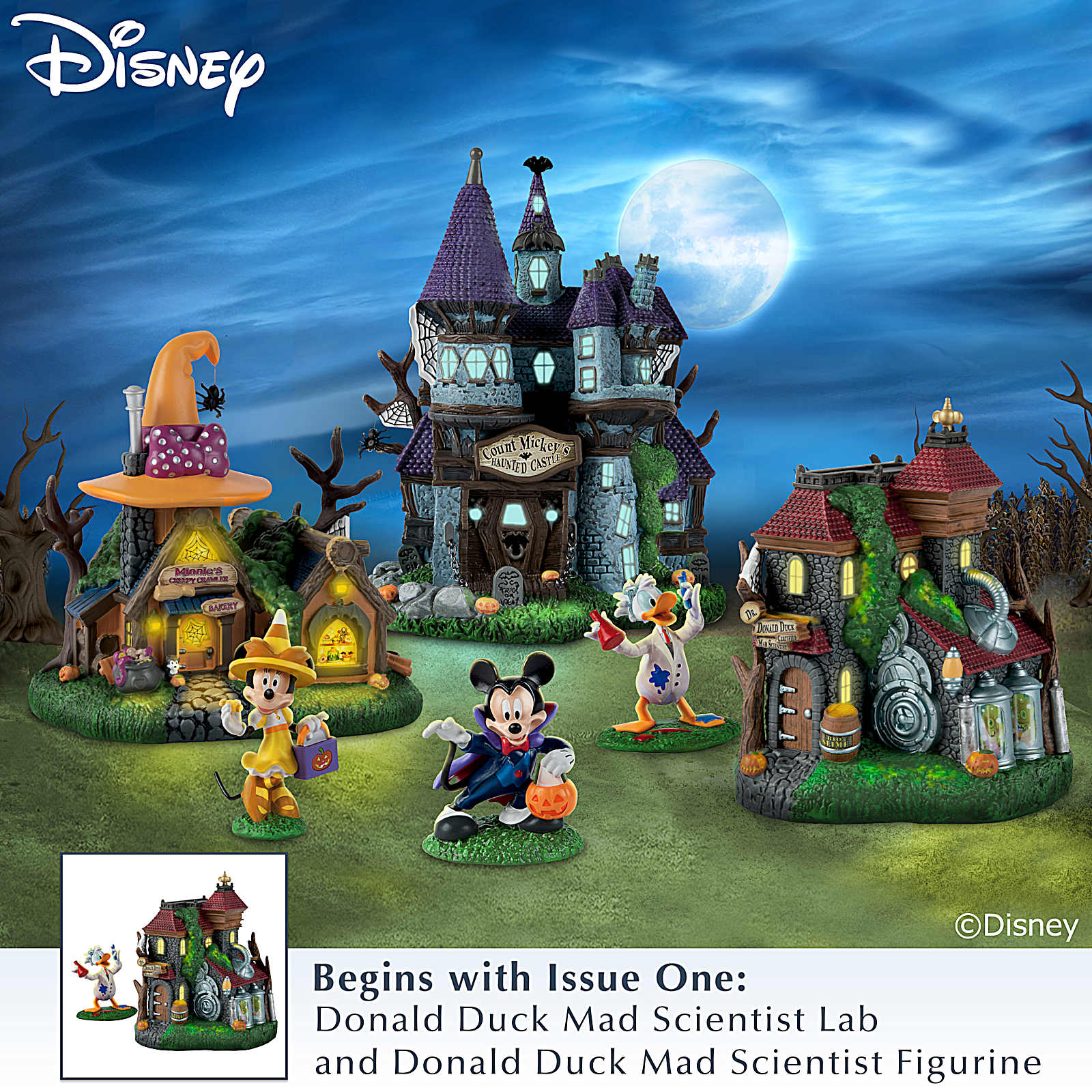 Halloween Village With Hand-Painted Figurines Of Disneys Mickey