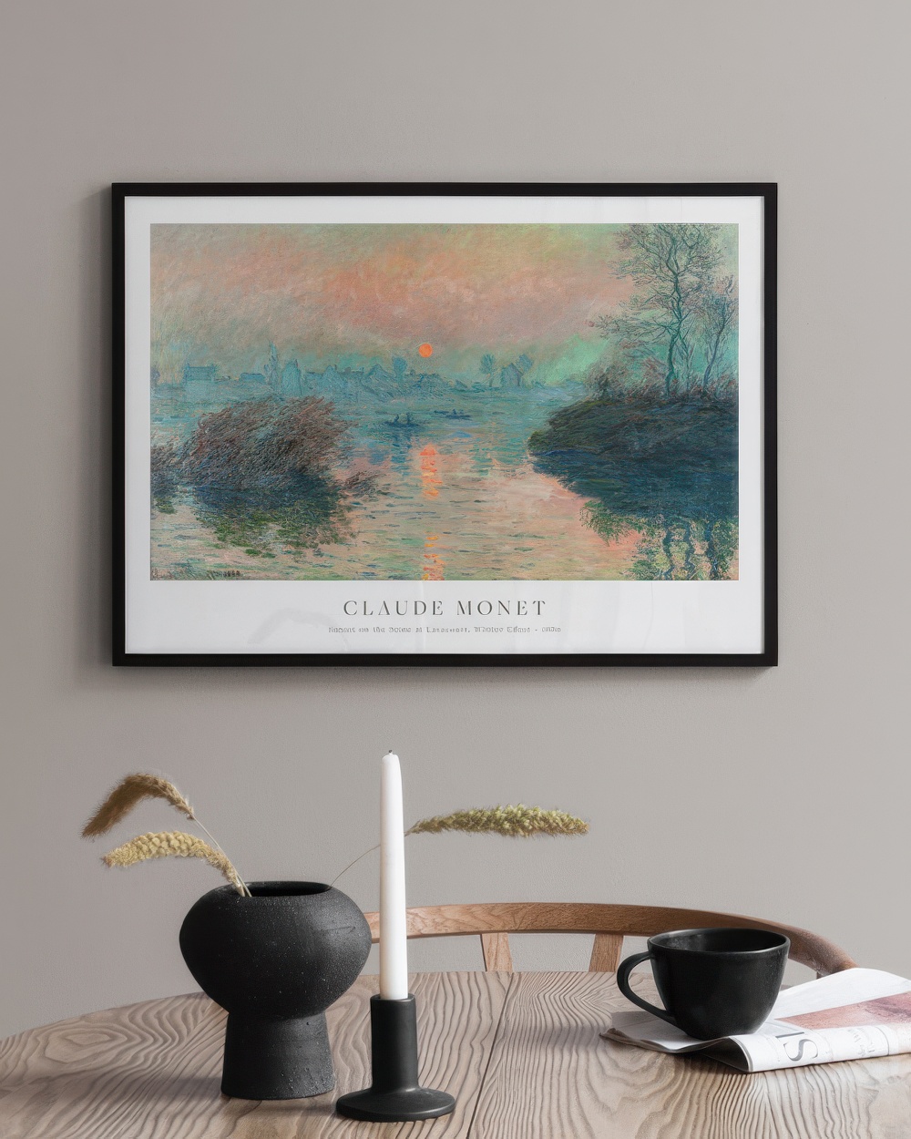 Monet - Sunset on the Seine at Lavacourt, Winter Effect Poster