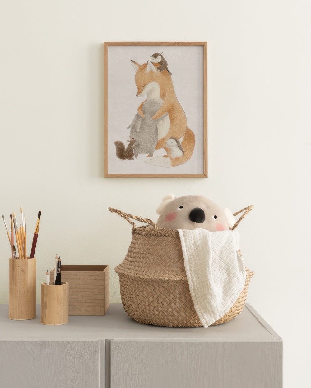 Furry Friends Hug Print – Cute Woodland Animal Poster