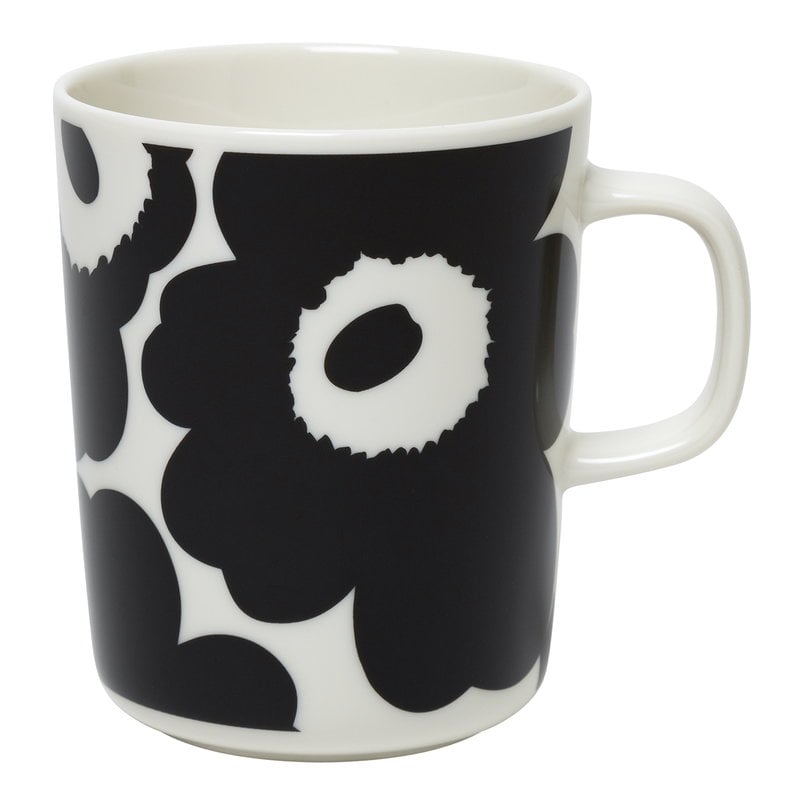Marimekko Oiva - Unikko mug 2,5 dl, white - black | Finnish Design