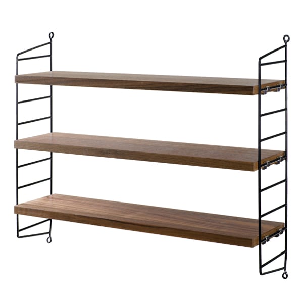String Furniture String Pocket shelf, walnut - black | Finnish