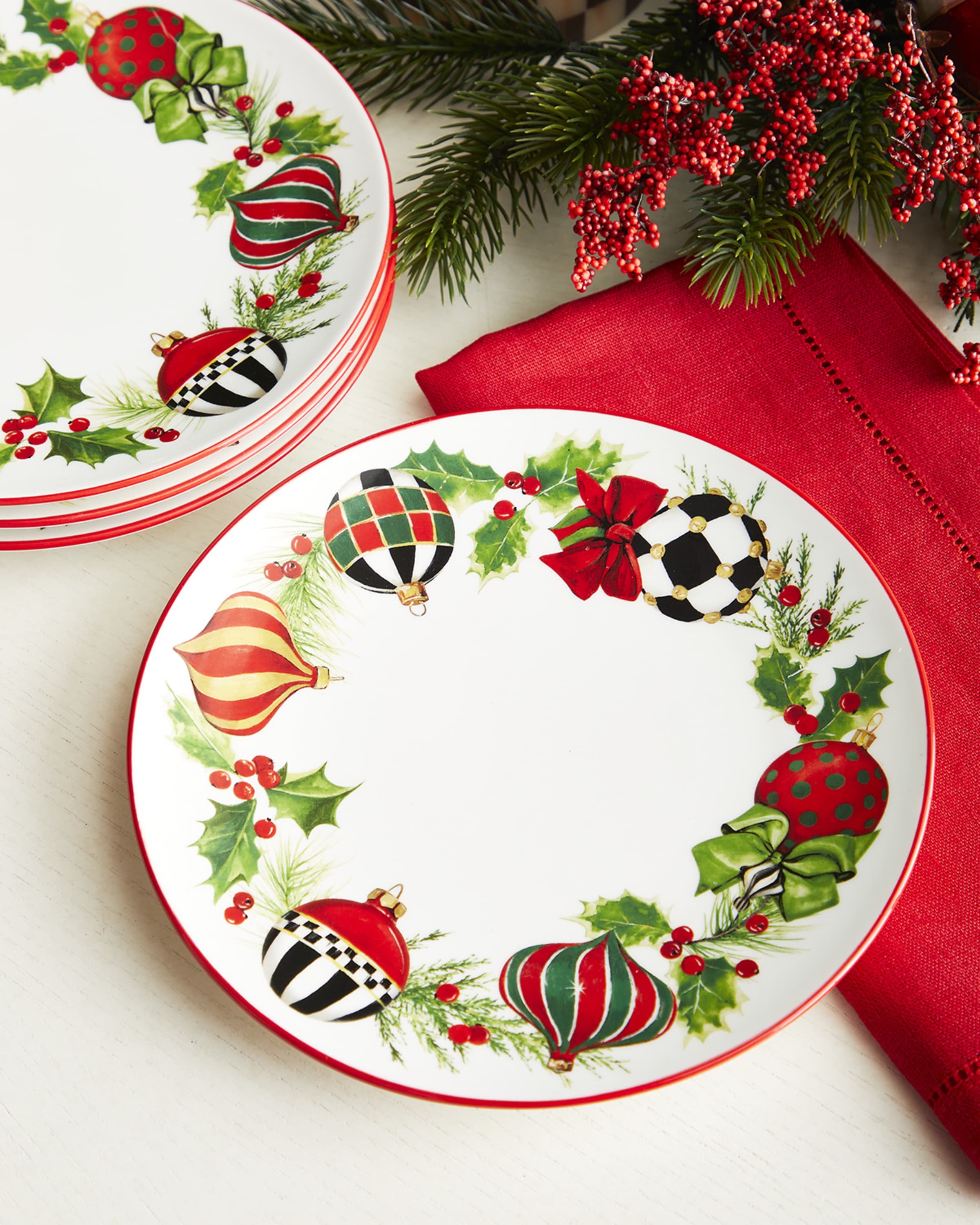MacKenzie-Childs Deck The Halls Dinnerware Collection & Matching