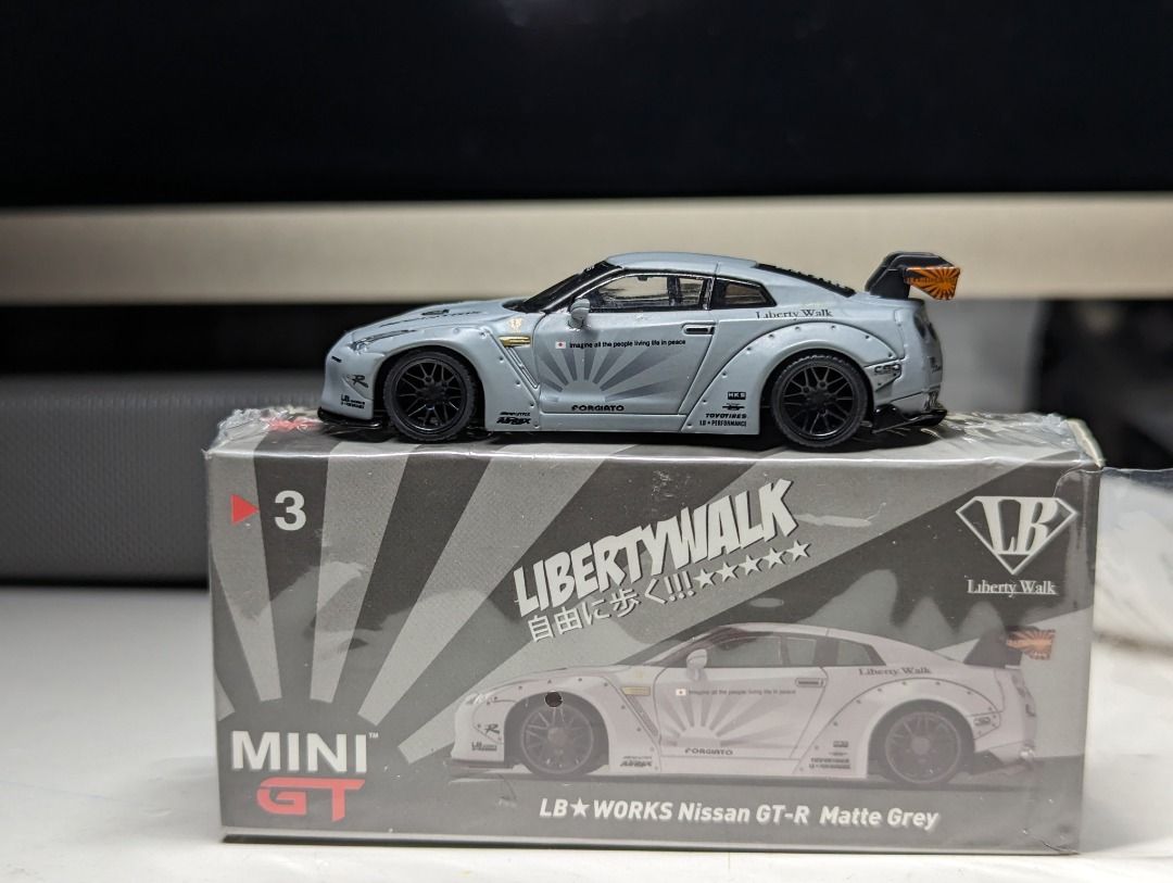 Mini GT Nissan GT-R R35 Matte Grey Liberty Walk LB-Works 1/64