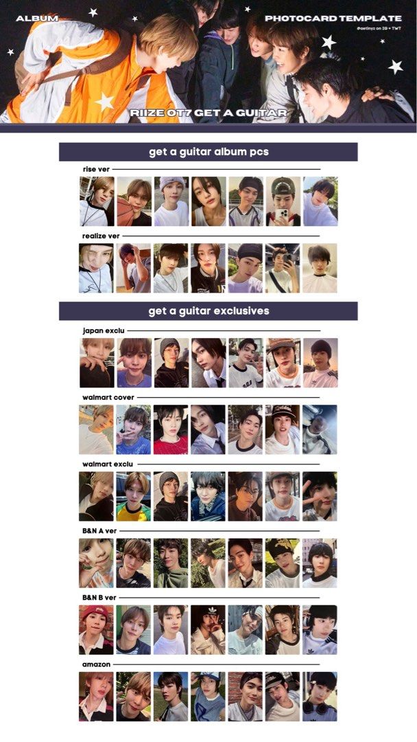 RIIZE GET A GUITAR ALBUM JAPAN WALMART B&N AMAZON PHOTOCARD PC